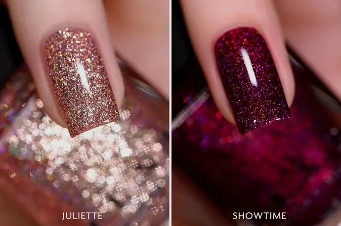 Shiny Rose Gold & Rich Raspberry Holo Set