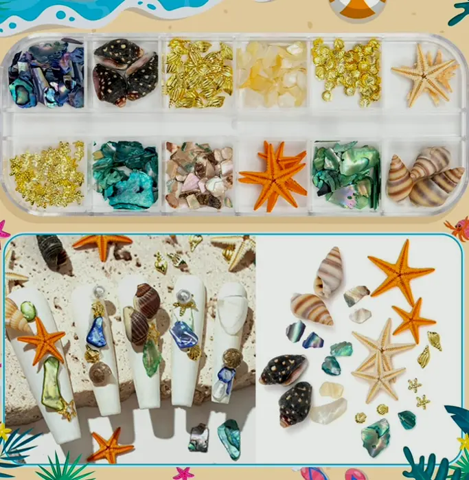 Noverlife Compartments Beach Three-Dimensional Nail Art