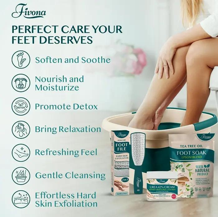 Foot Care Kit 4 in 1 - Essential Oils Mixes, Urea Cream