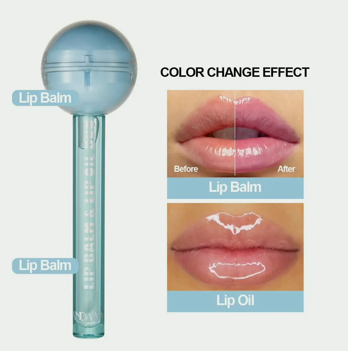 Tinted Lip Balm & Vitamin E Lip Oil for Ladies (Blue)