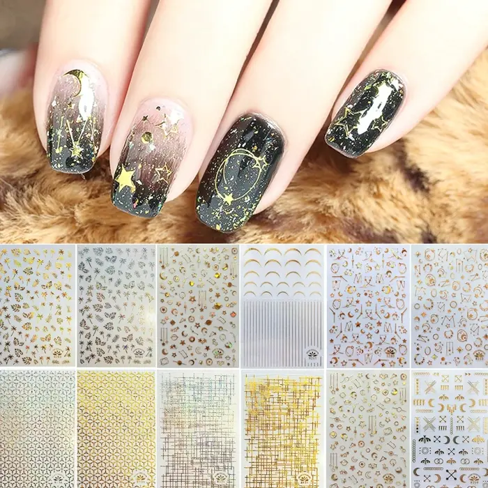 TOROKOM's 3D Metallic Nail Decals for Women