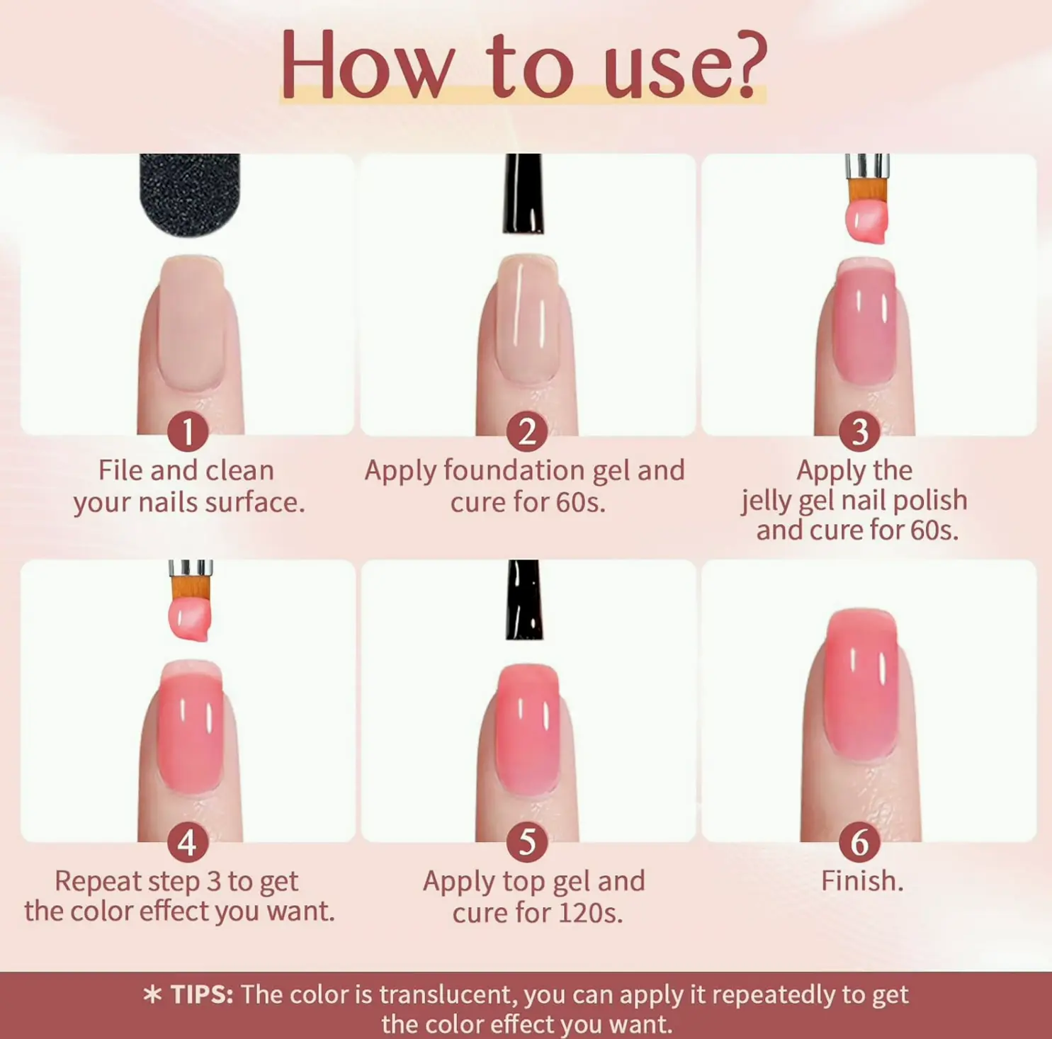SAVILAND Translucent Gel Nail Art Set - 12 Colors