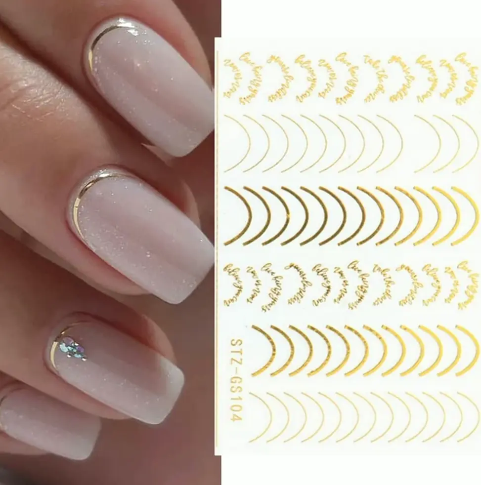 3D Stripes Nail Stickers Metallic Pack Self-Adhesive