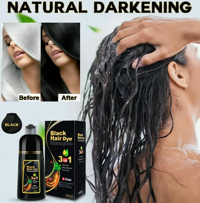 Natural 3-in-1 Hair Dye Shampoo for Men - 500ml