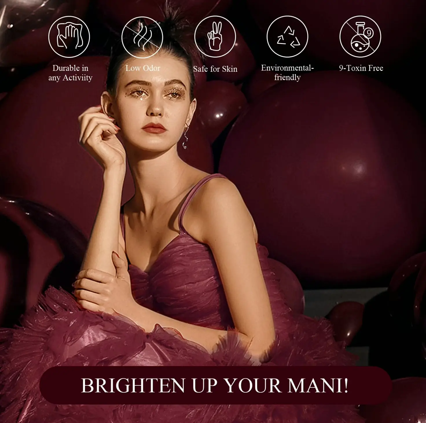 Soak-off Manicure Polish, 15ml Maroon Shade