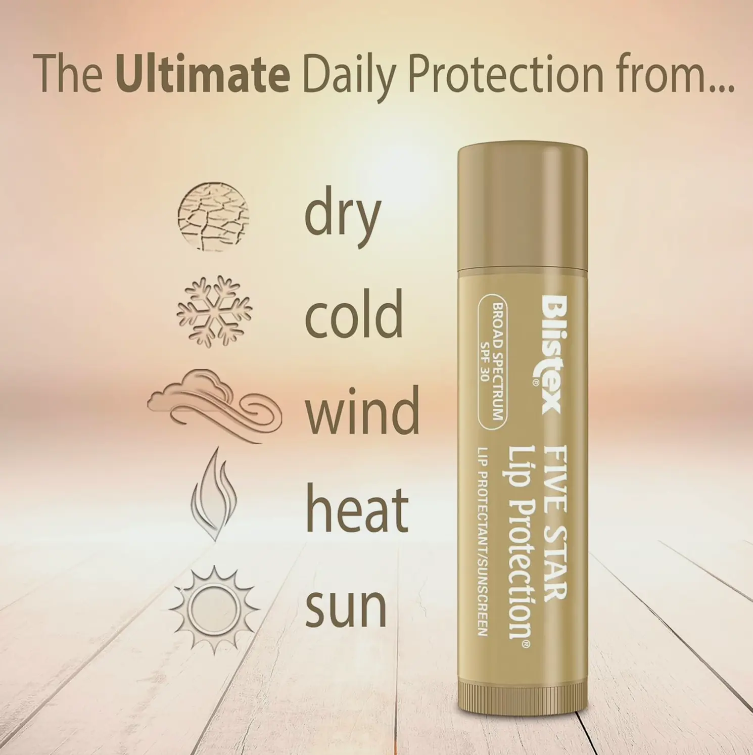 Lip Protection Brand 5-Star Protection Balm, 0.15 Oz - Wind & H2O Proof, SPF 30 UV Shield