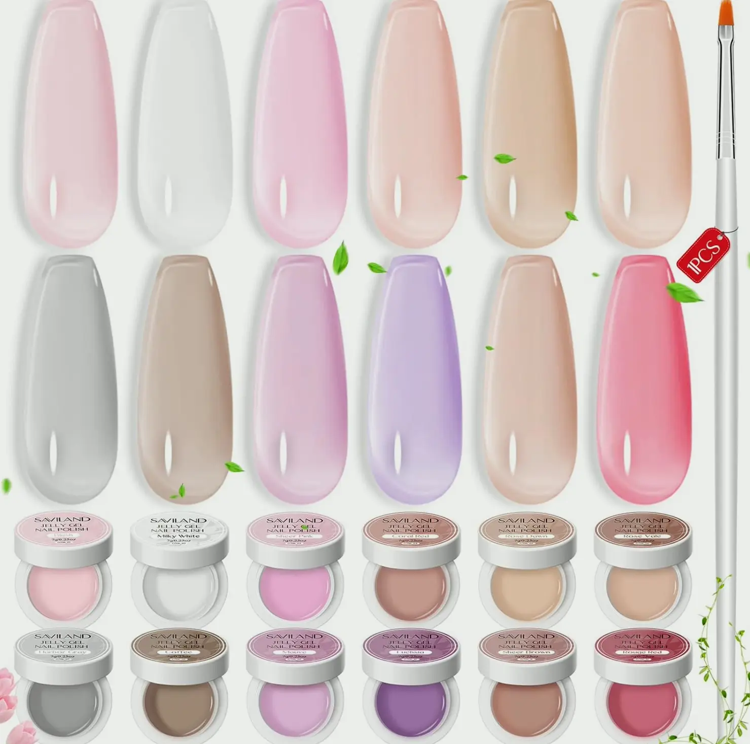 SAVILAND Translucent Gel Nail Art Set - 12 Colors