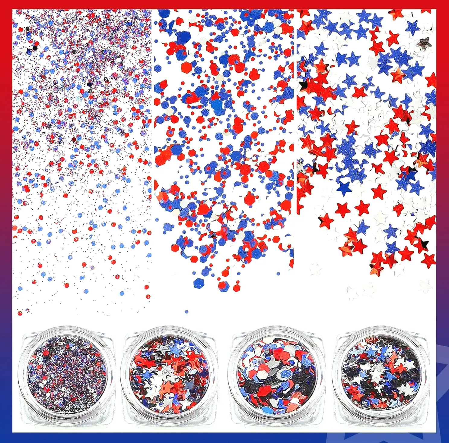 12 Boxes Independence Day Nail Sparkles 4th of July Manicure Art Star-shaped Sequins