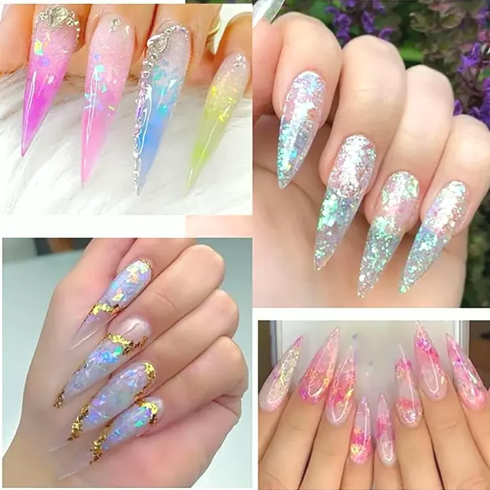 Iridescent Nail Decorations Glittery Flakes Crafts Tools