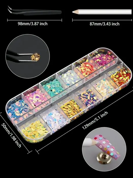 ECANKU 10 Boxes Manicure Art Gems