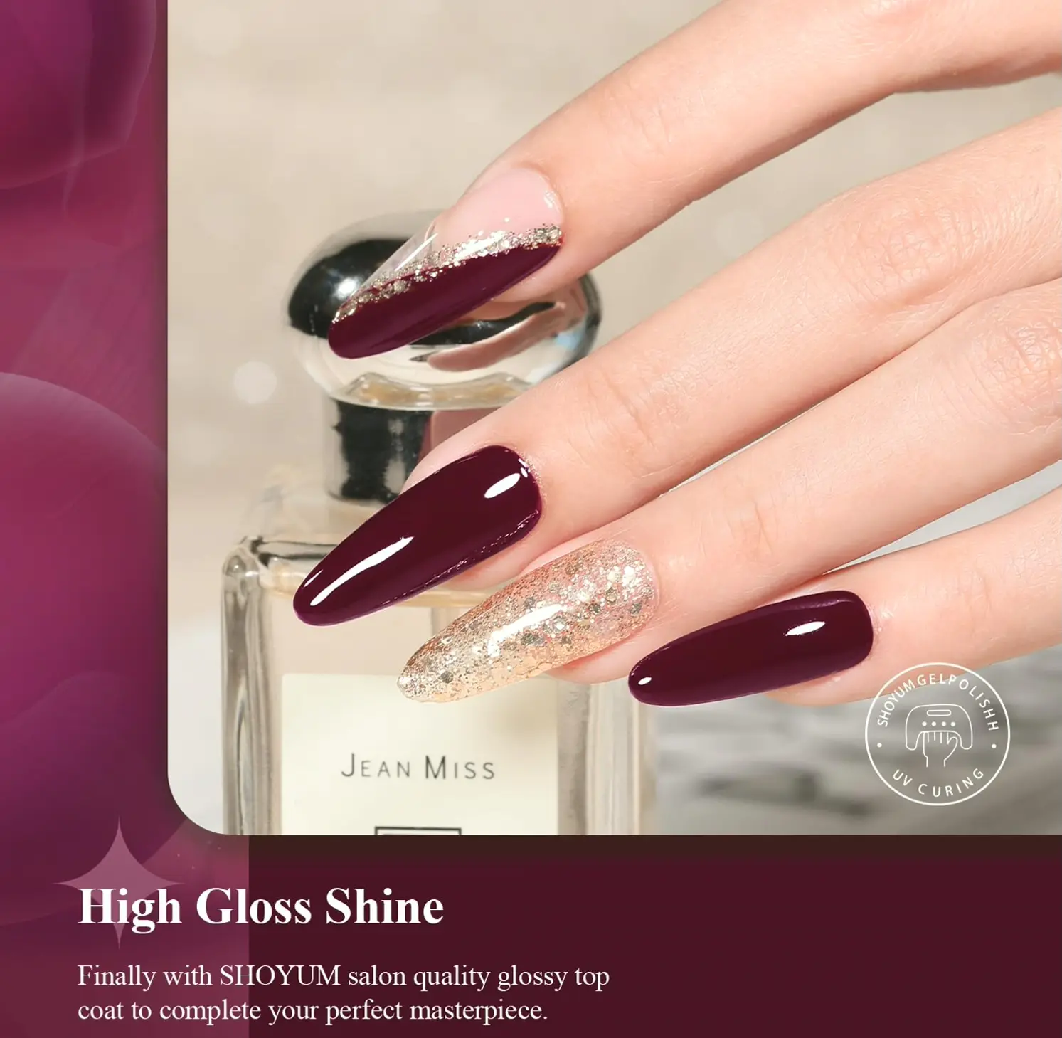 Soak-off Manicure Polish, 15ml Maroon Shade