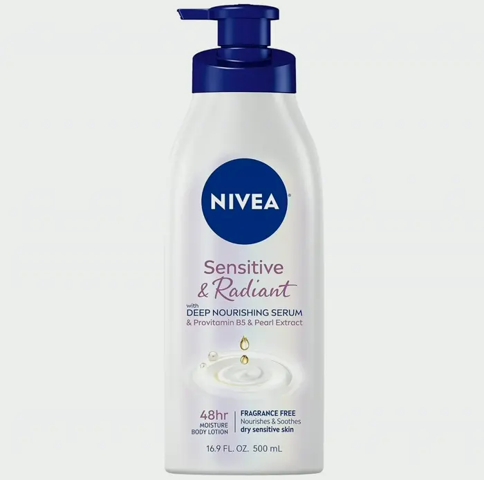 Nivea Sensitive and Brightening Body Lotion, Unscented, 16.9 Oz