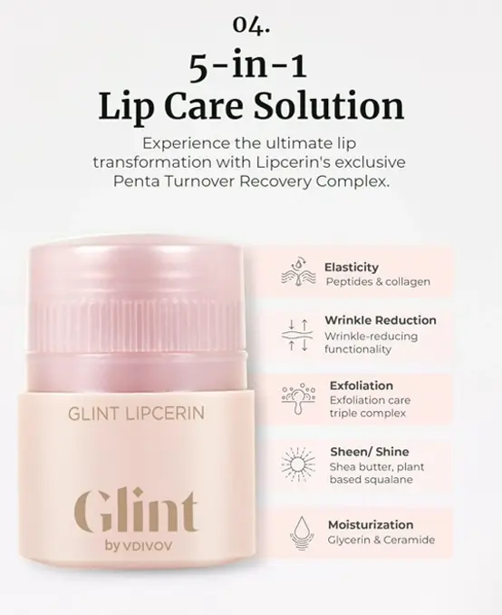 Glimmer Lip Gloss – Rosy Sparkle, Moisturizing 5-in-1 Care