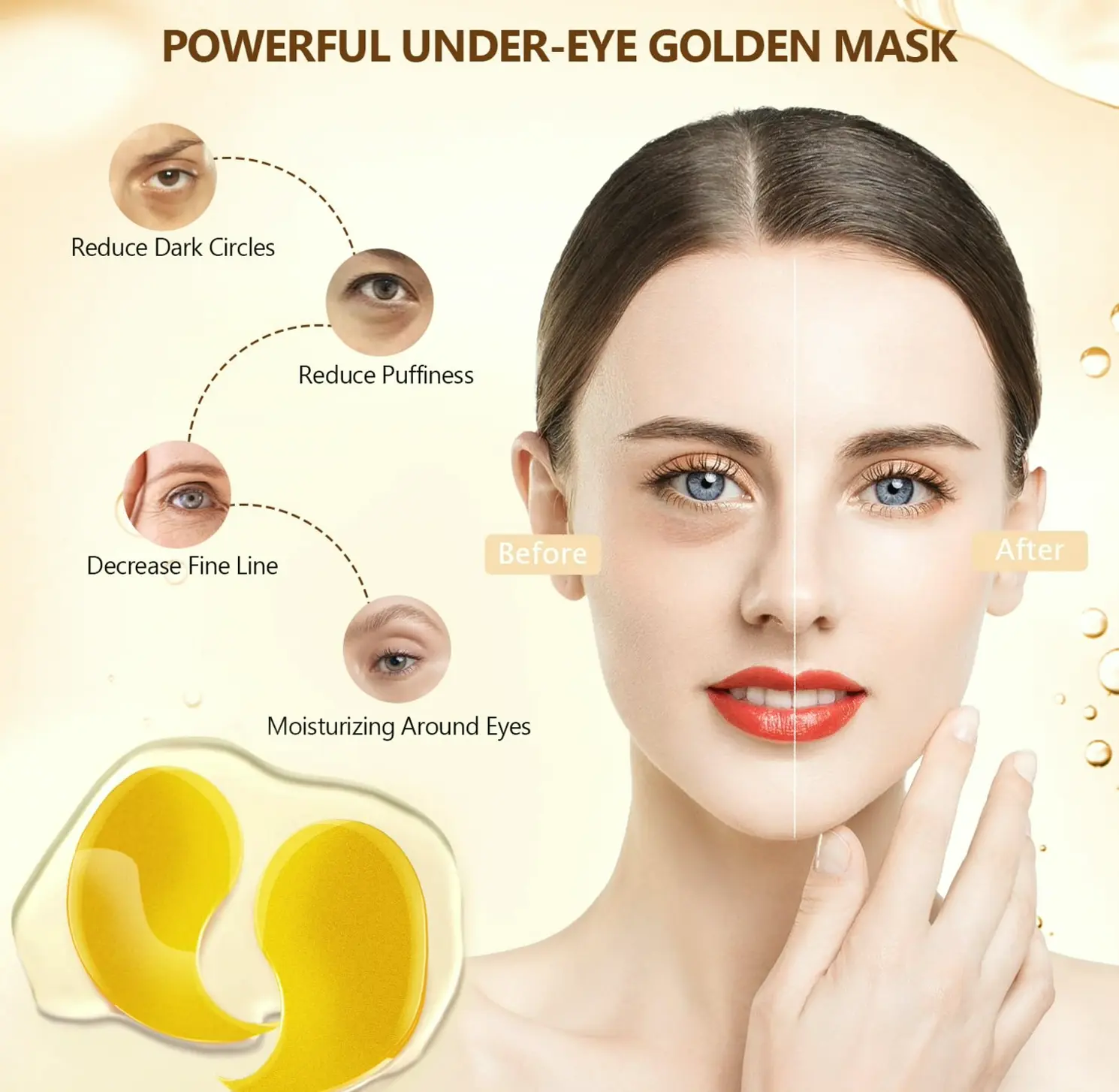 Pack 24K Eye Masks, Sets, Moisturizing Pads