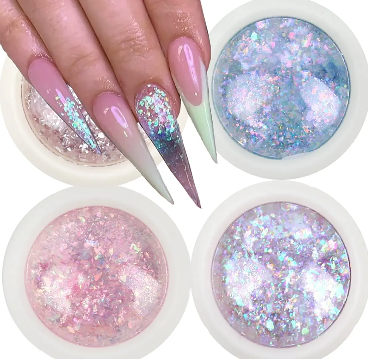Iridescent Nail Decorations Glittery Flakes Crafts Tools