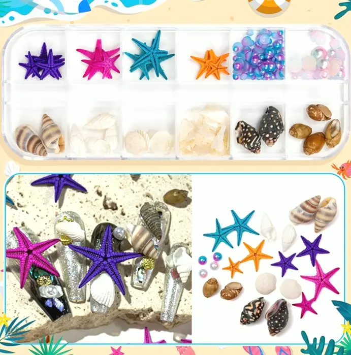 Noverlife Compartments Beach Three-Dimensional Nail Art