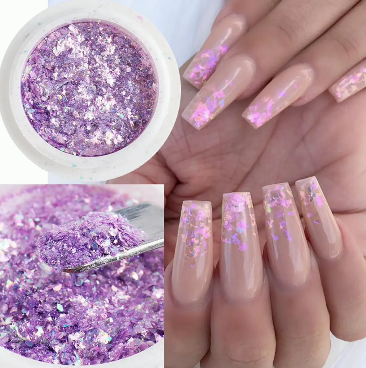 Iridescent Nail Decorations Glittery Flakes Crafts Tools