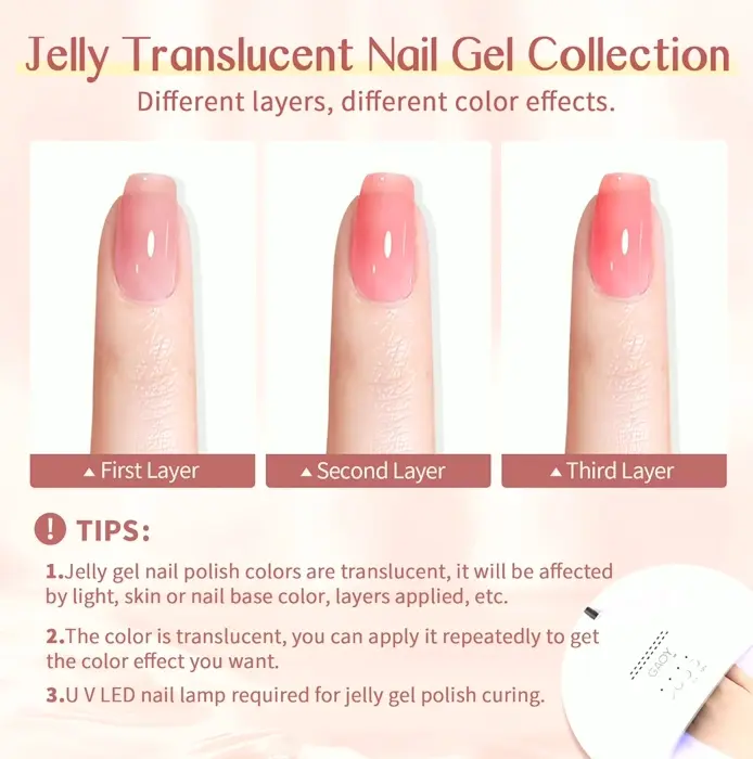 SAVILAND Translucent Gel Nail Art Set - 12 Colors