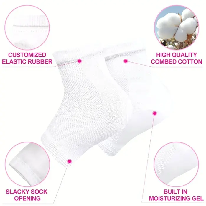 Hydrating Gel Foot Wraps - 3 Pairs Open-Toe Spa Socks to Dry Feet
