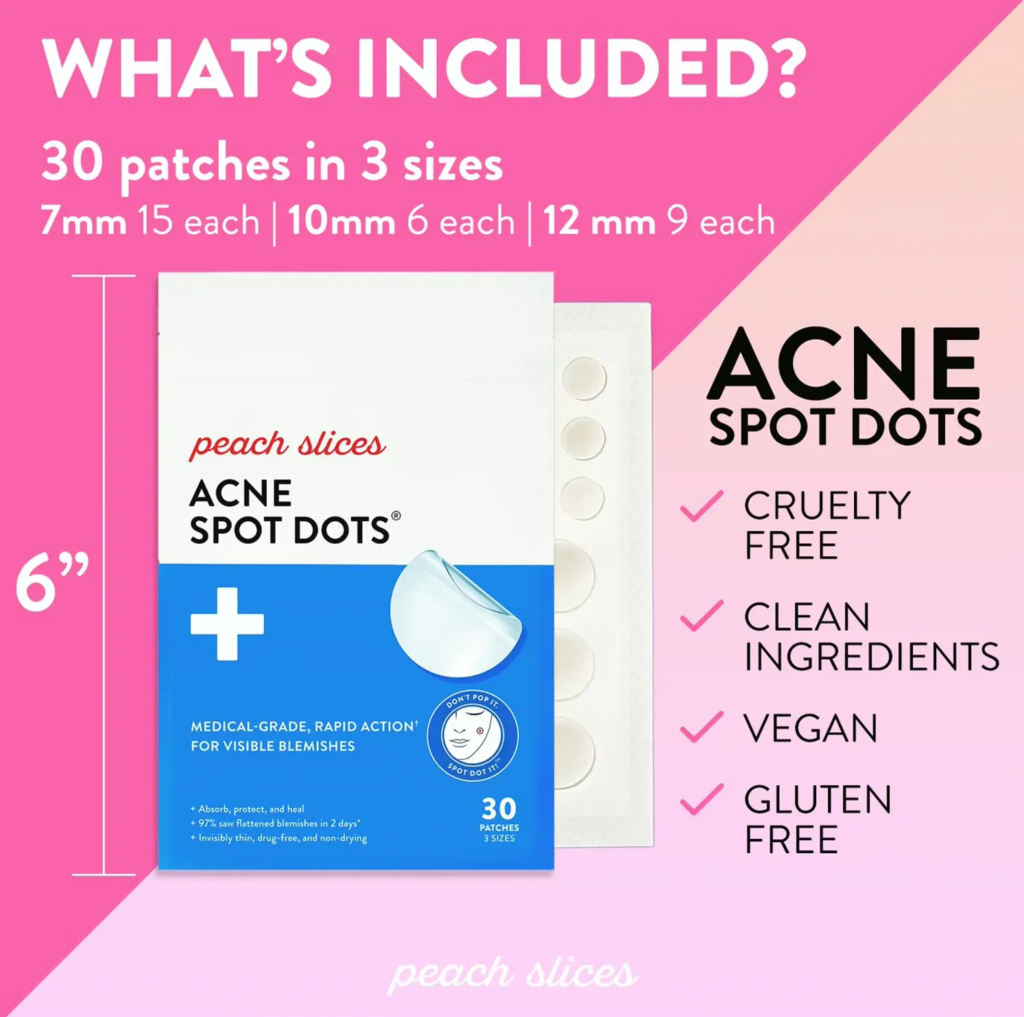 Peachy Slices Acne Dots: Hydrocolloid Patches (Cruelty-Free)
