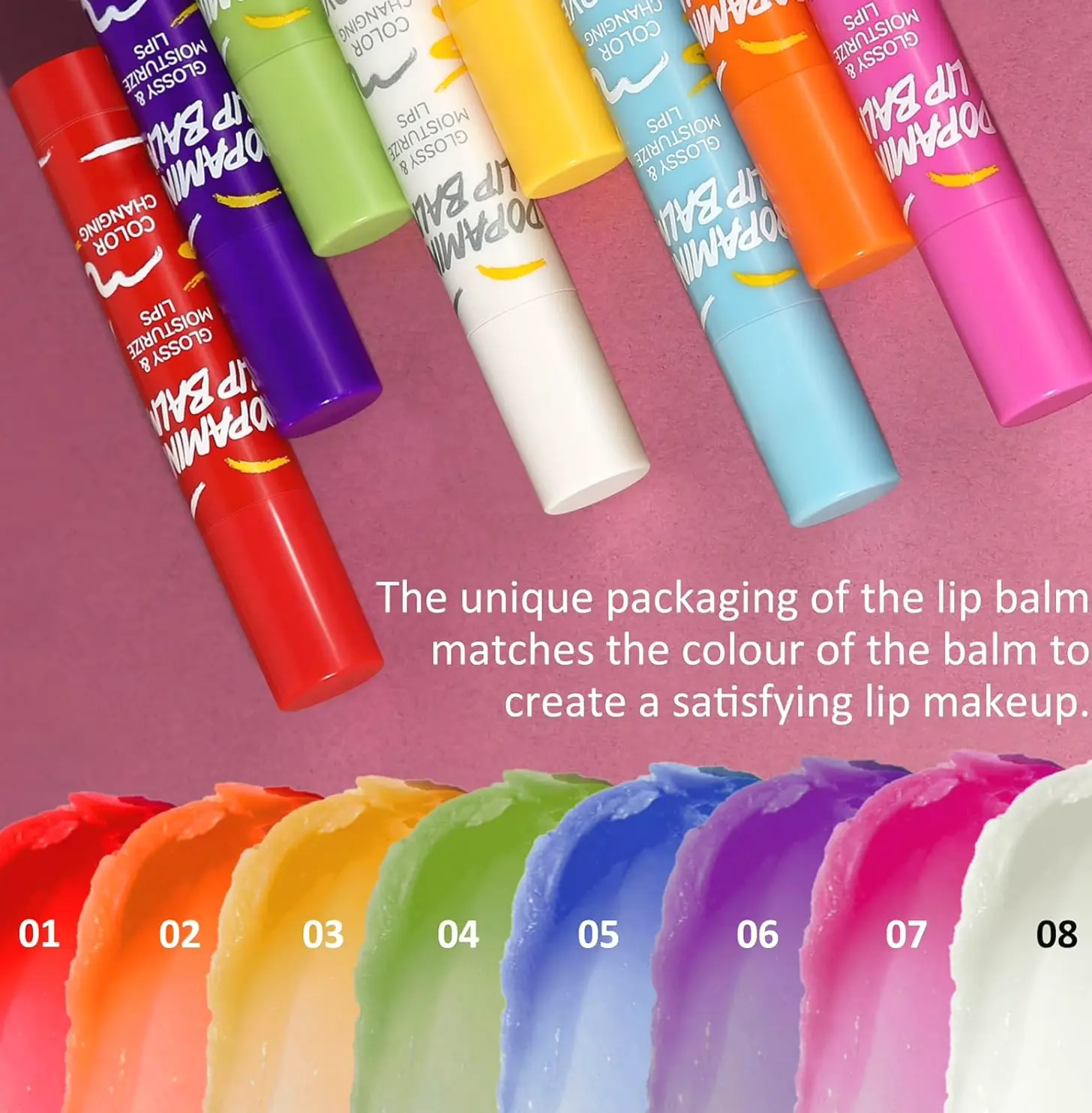 Tinted Lip Moisturizer Kit - Hydrating, Glossy Look, 8 Colors