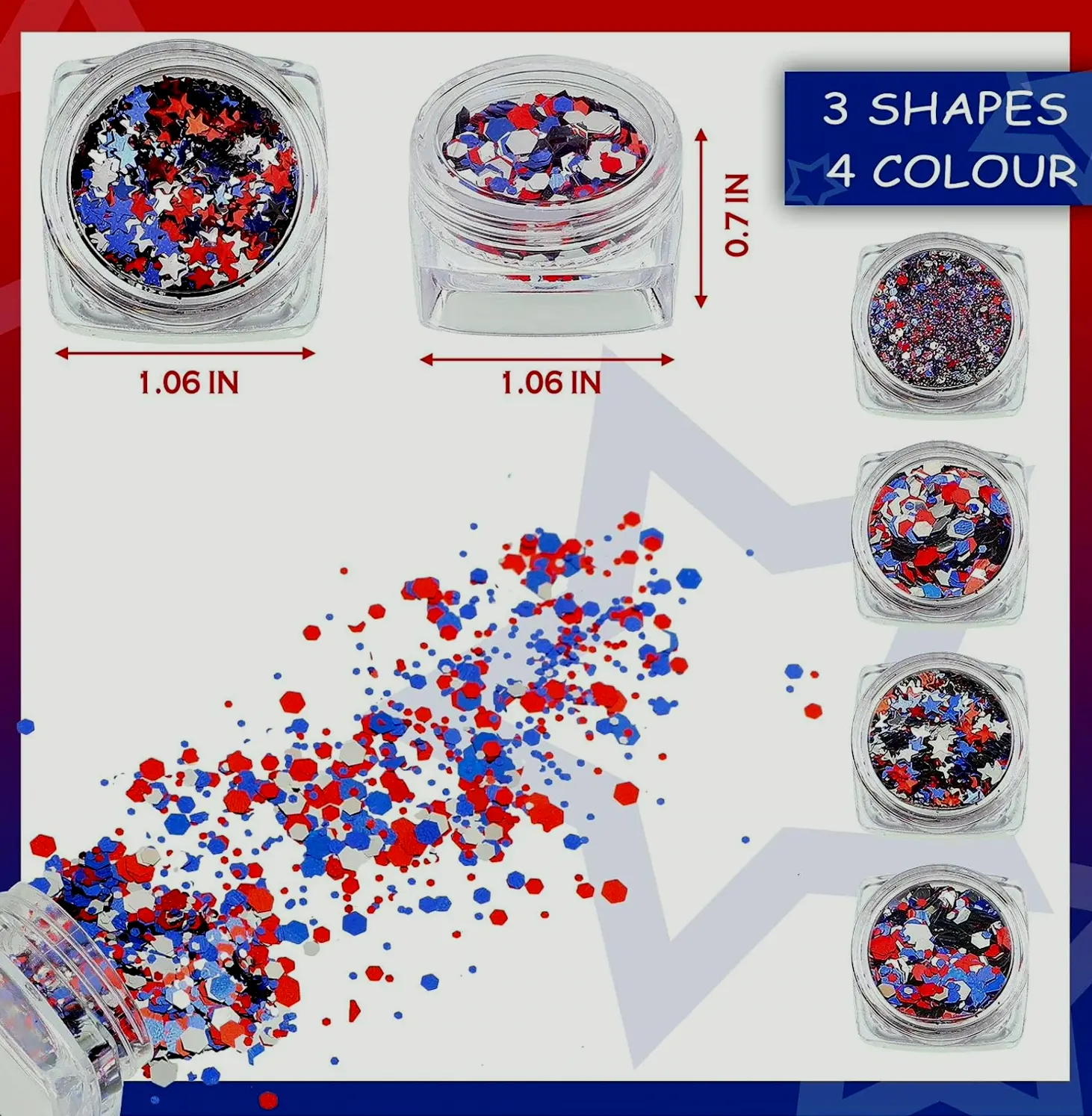 12 Boxes Independence Day Nail Sparkles 4th of July Manicure Art Star-shaped Sequins