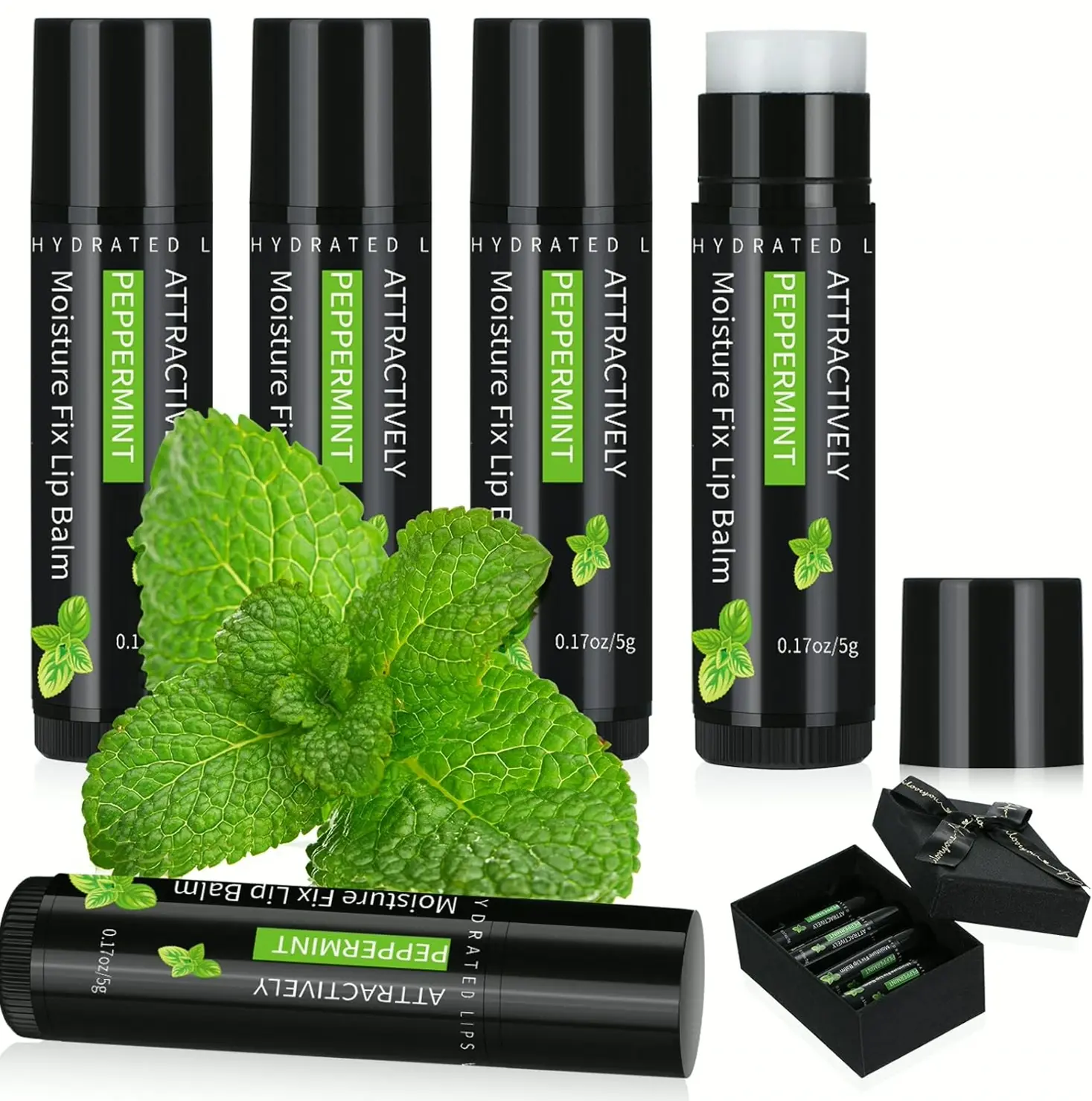 Four Pieces Lip Balm with Gift Set for Men Organic Beeswax