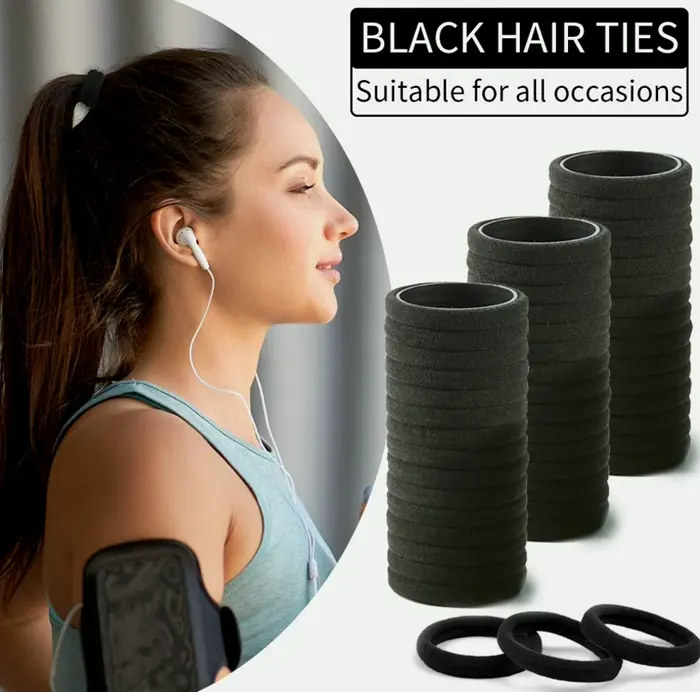 100PCS Black Hair Bands for Ladies and Young Girls