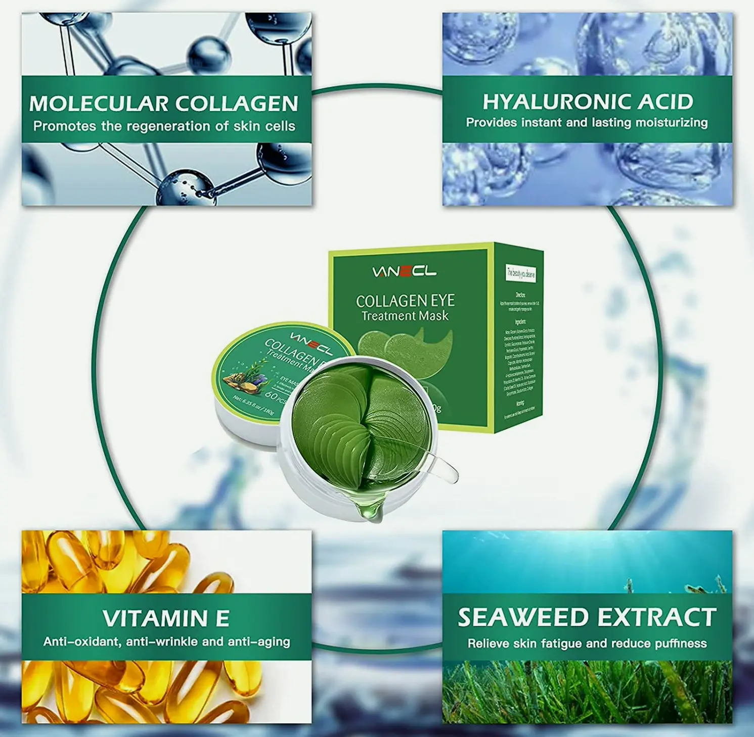 Rejuvenating Under-Eye Patches with Collagen, Hydrating Solution