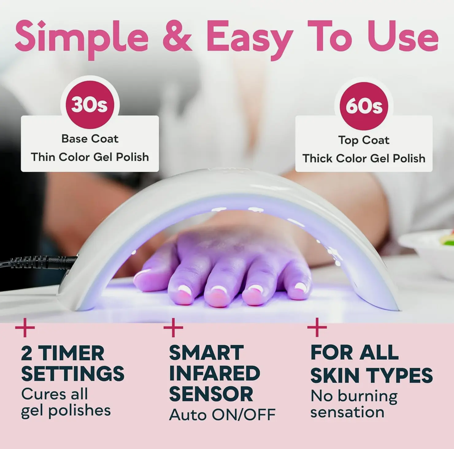 SUNLAM UV LED Nail Dryer Auto Timer for Gel Home Use