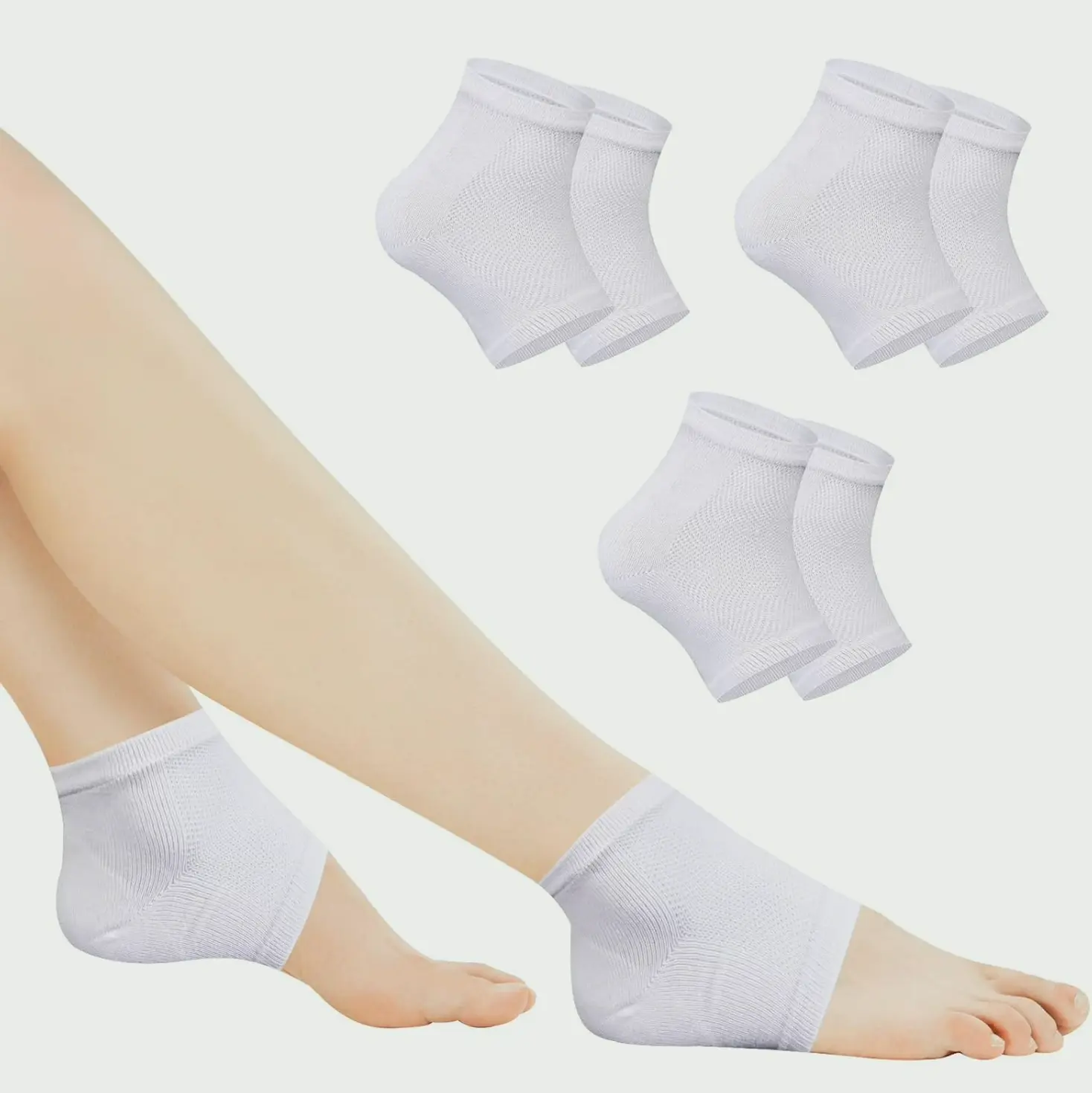 Hydrating Gel Foot Wraps - 3 Pairs Open-Toe Spa Socks to Dry Feet