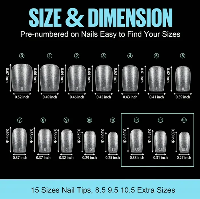 TOMICCA Extra Short Coffin Nail Tips - 450Pcs Full Cover, Acrylic Gel