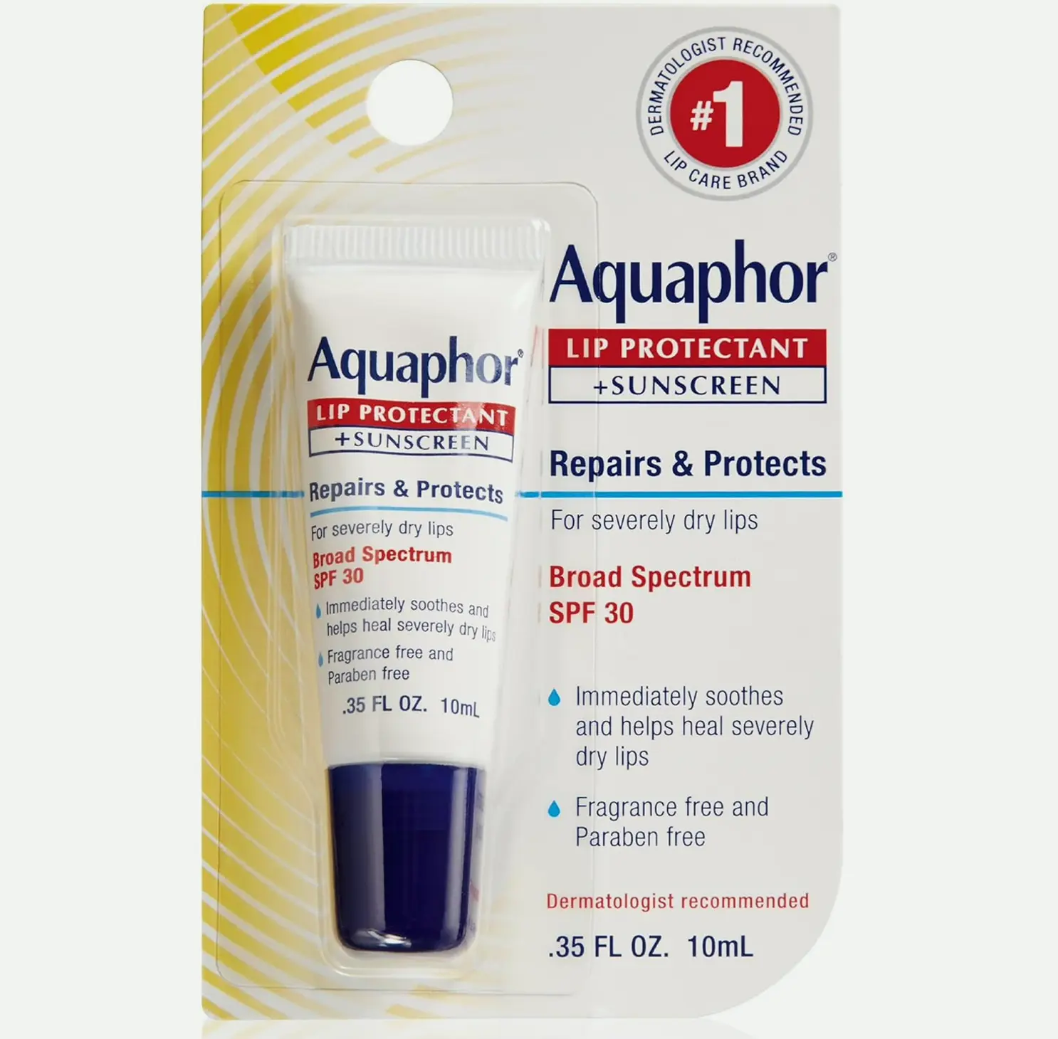 Aquaphor Lips Repair Balm with SPF 30, 0.35 Oz Tube