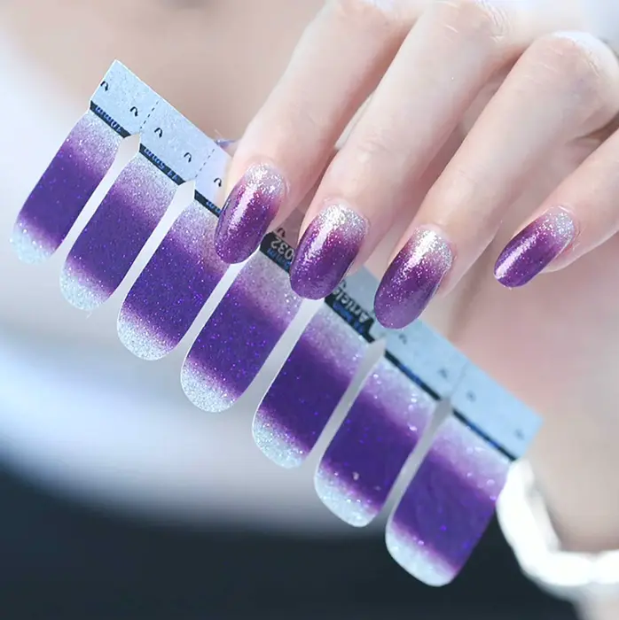 Wokoto 7 Pages Adhesive Nail Design Stickers Tips Glitter Gradient