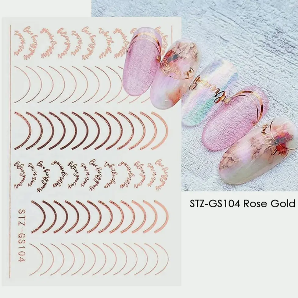 3D Stripes Nail Stickers Metallic Pack Self-Adhesive