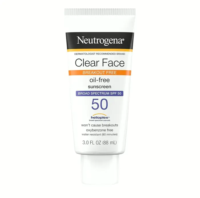 Neutrogena Clear Face Sunscreen SPF 50, Ideal For Acne-Prone Skin, 3 fl. oz