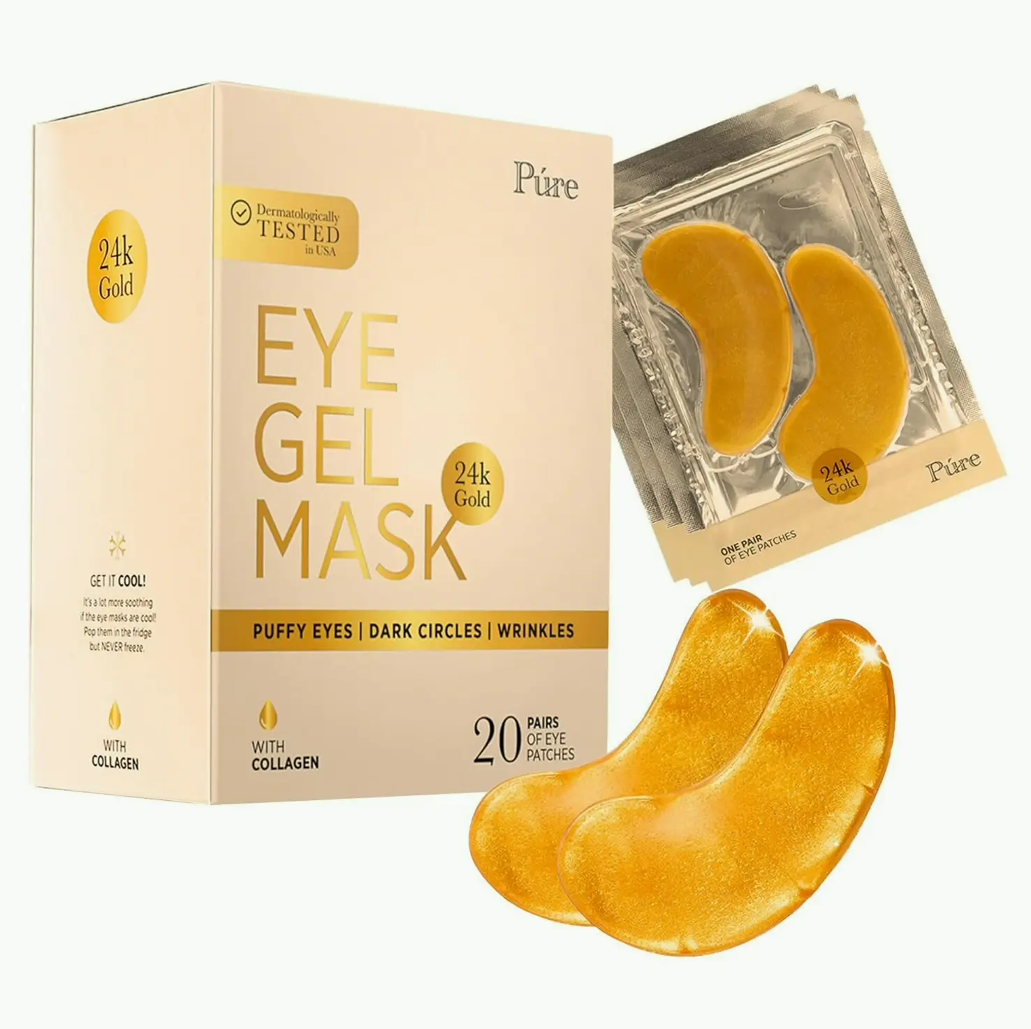 Gold Under Patch: Minimize Swollen Eyes, Wrinkles, Dark Circles (20 Sets)