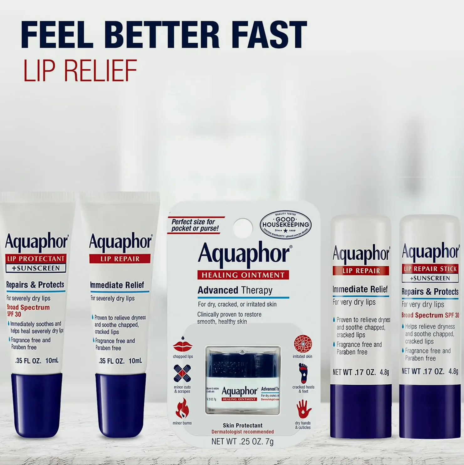 Aquaphor Lips Repair Balm with SPF 30, 0.35 Oz Tube