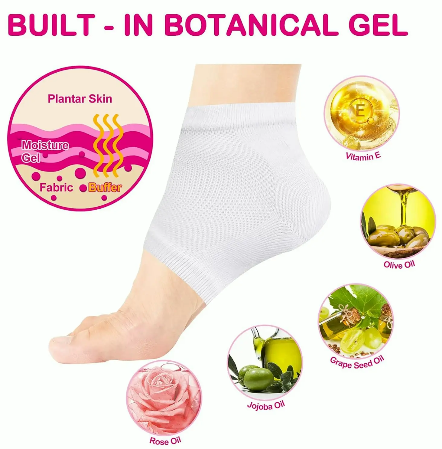 Hydrating Gel Foot Wraps - 3 Pairs Open-Toe Spa Socks to Dry Feet