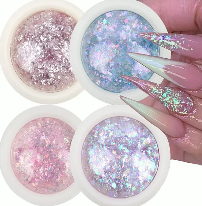 Iridescent Nail Decorations Glittery Flakes Crafts Tools