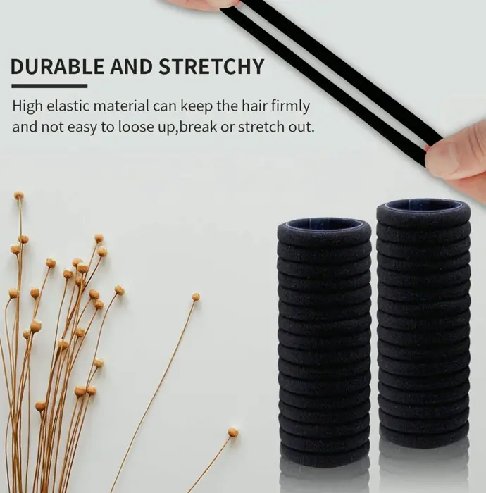 100PCS Black Hair Bands for Ladies and Young Girls