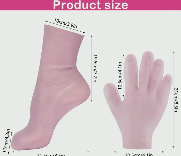 Moisturizing Socks & Gloves Kit with Gel, Plant Extract, Pink