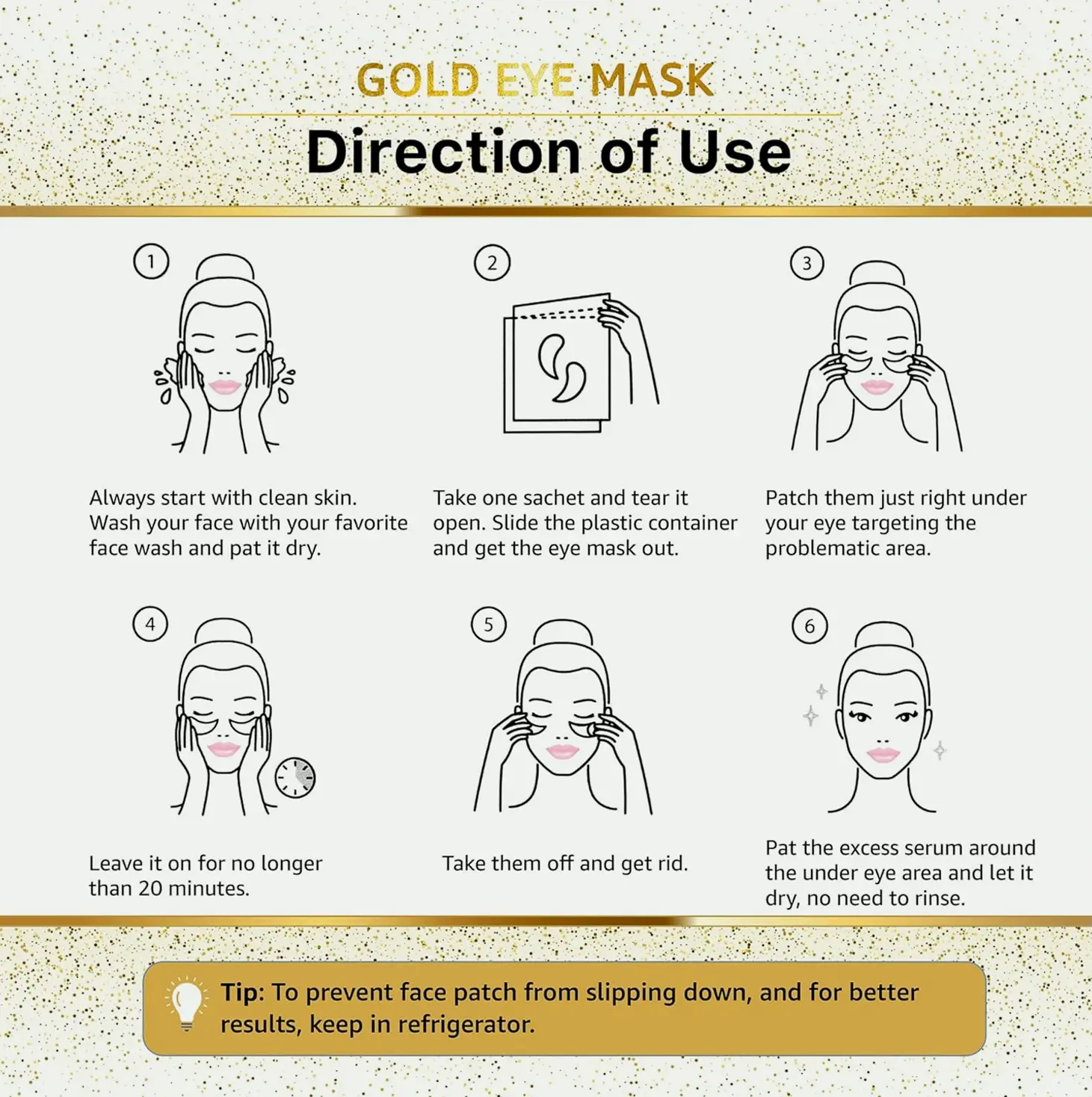 Gold Under Patch: Minimize Swollen Eyes, Wrinkles, Dark Circles (20 Sets)